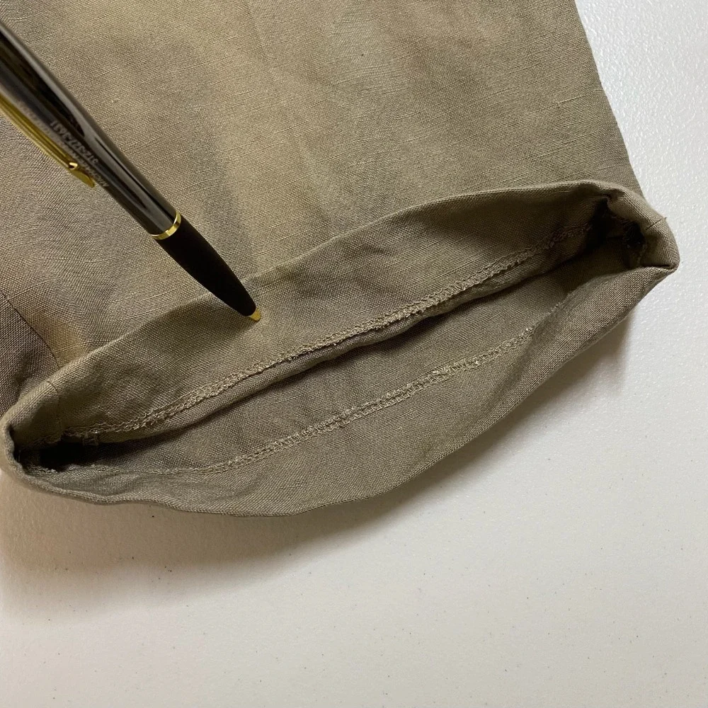 Vtg Perry Ellis Trousers Mens 34x25 Linen Blend Pleated Cuffed Khaki Coastal